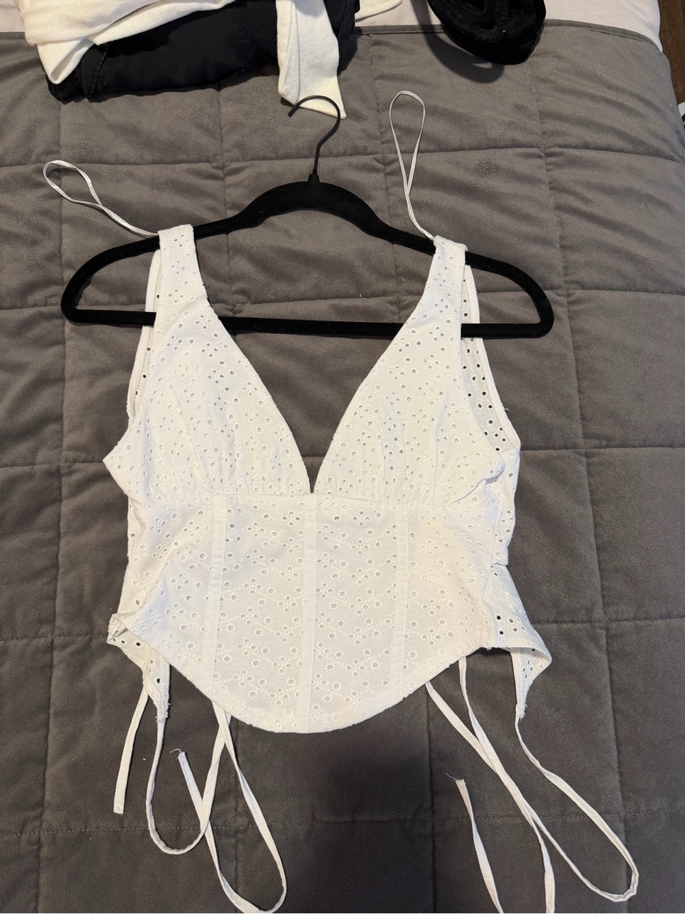 NWT - Zara White Eyelet Corset Crop Top